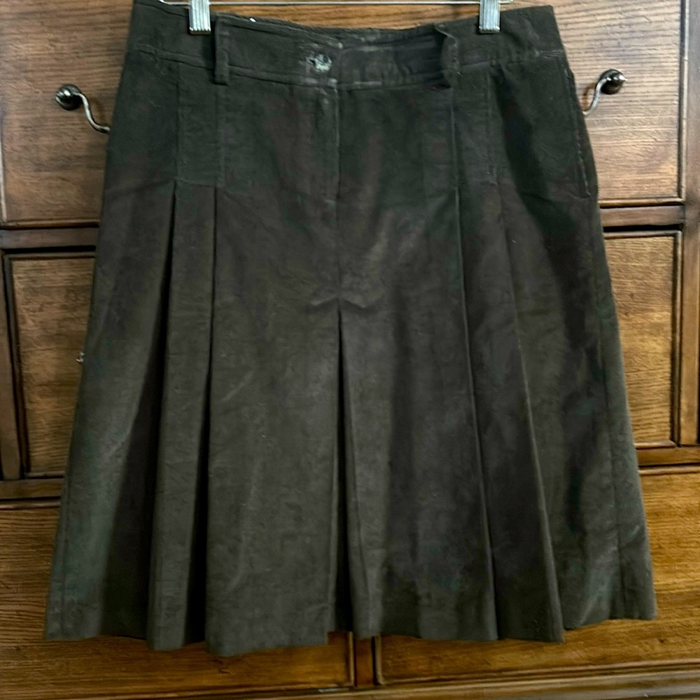 Lovely corduroy army olive green skirt. Hardly worn, maybe twice. Mid length